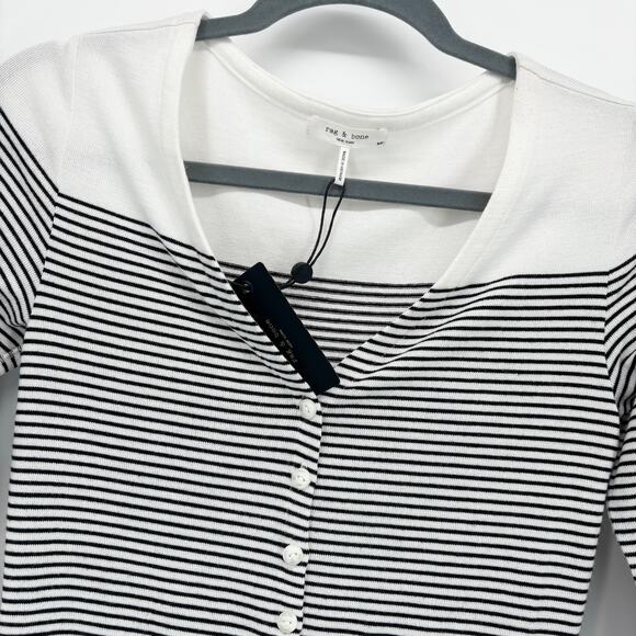 NEW rag & bone the Knit Striped Vee Cardigan Women S Rayon Crop Top Quiet Luxury - Picture 5 of 10